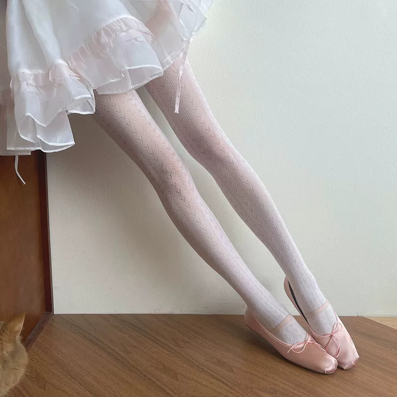 Sock Noble - Openwork Lace - Heart-Pattern Lace Tights