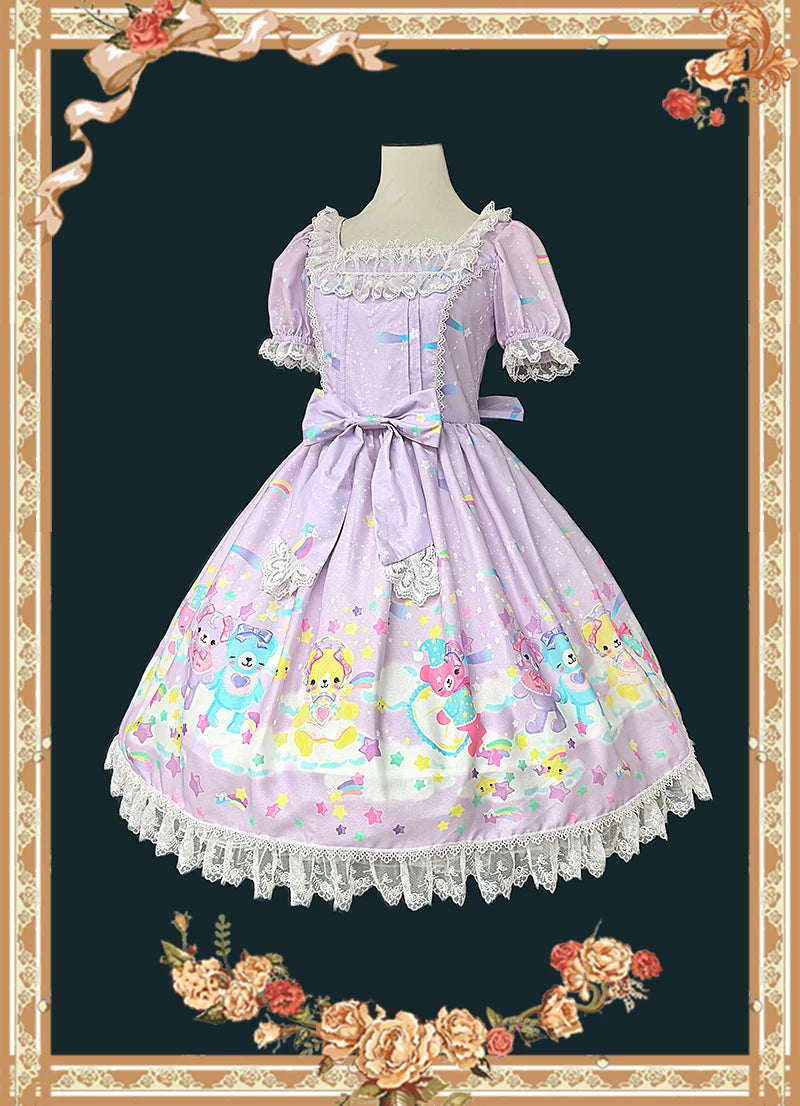 Infanta - Sleepy Bear - Printed Chiffon OP & JSK