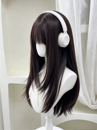 Kunkun Fish - Kasumi Arimura - Layered long straight wig with human hair - Refined layered cut - contains human hair [brown-black]