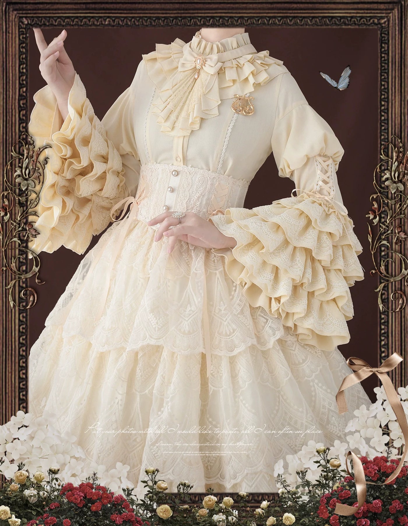 DMFS Lolita - Good and Evil Angel - Gothic Lolita SK Set, Retro Princess Sleeve Blouse