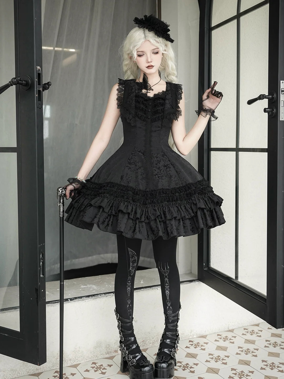 MILU ORIG - Six-Panel Gothic Lolita JSK Dress - Tiered Ruffles JSK Dress