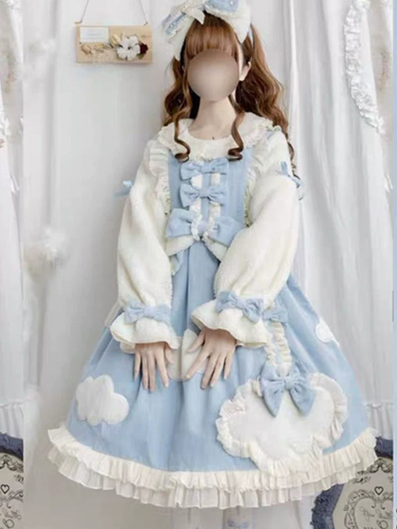 Yueele - Cloudbreak Winter - Plus-Size Sweet Lolita OP Dress - detail view 5