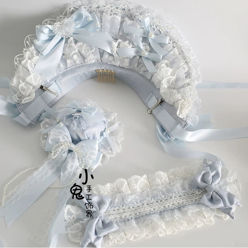 Xiaogui - Blue Sweet Lolita Lace Hair - Accessory Headwear