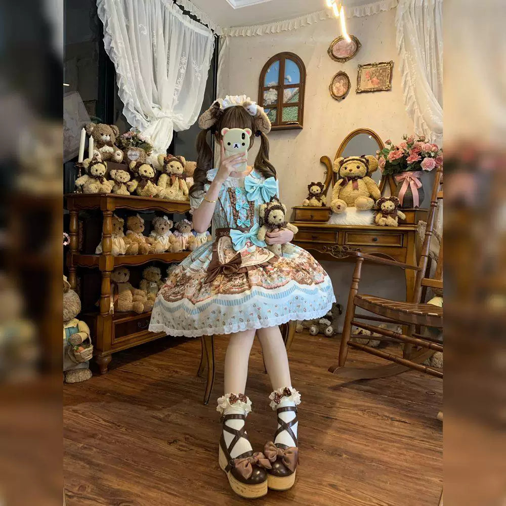 Sweetheart Dream Machine - Mint Chocolate - Mint JSK Dress with Illustrated Print and Bow