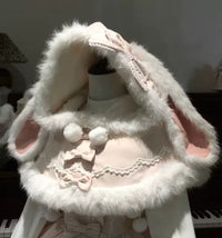 Dream Bunny - Sweet Dream Little Rabbit - Pink OP Dress with a Bunny-Ear Cape Option - Bunny-ear cape / S
