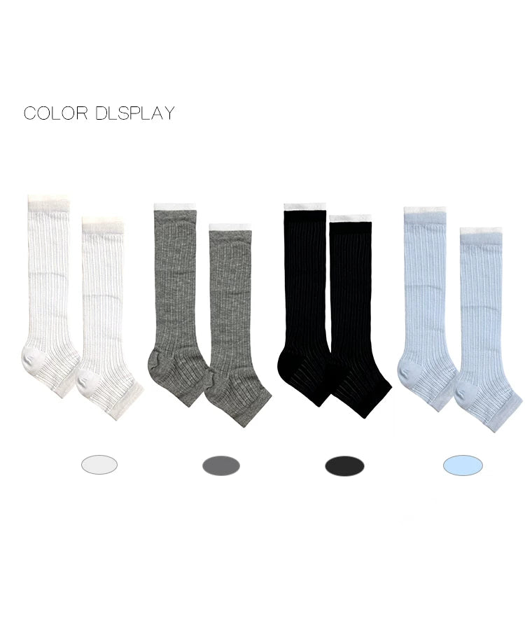 White Socks - Ballet Stripe - Sheer Stirrup Mid-Calf Socks with Vertical Stripes