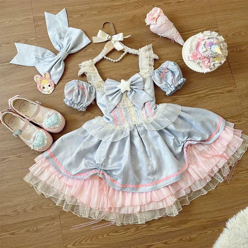 Lady Han Star Wish cute JSK dress from Lolita Fetch, featuring a charming star pattern and elegant design.