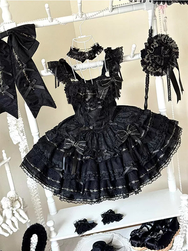 Creamy - Ballet Noir - Lolita Dress Set with a Large Train