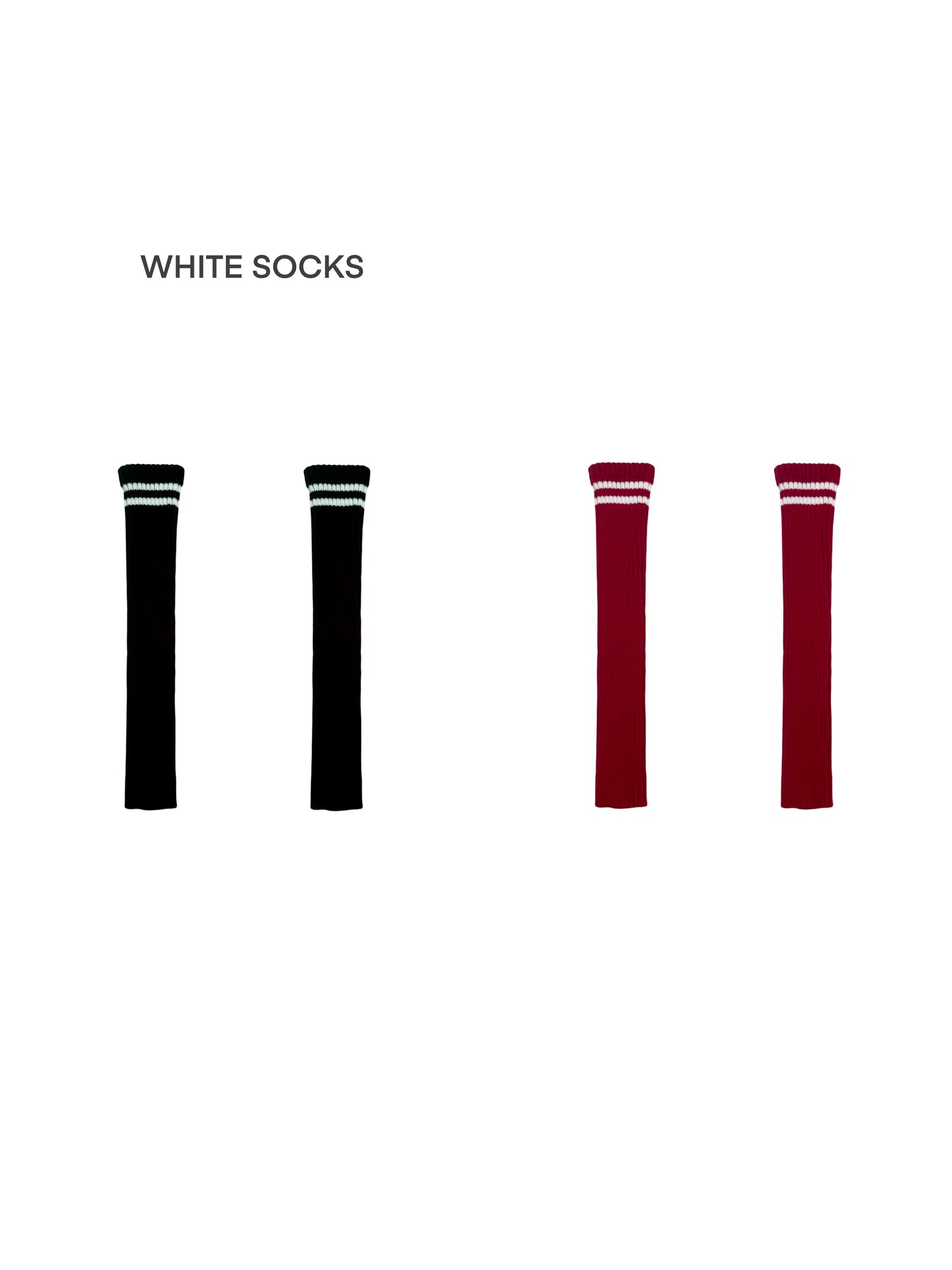 White Socks - Campus Stripe - Ribbed Over-the-Knee Leg Warmers with Contrasting Stripe Bands