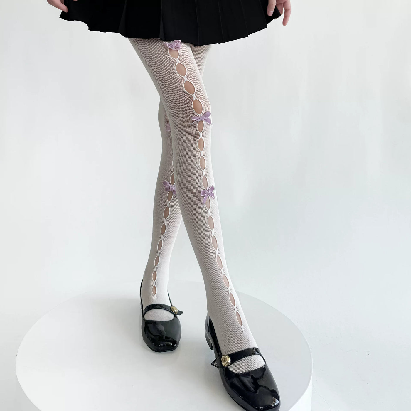 Fantasy Doll - Bow Cutout - Mesh tights with bow or flower accents