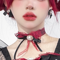 Daydream Whispers - 13th District - Lolita skirt with layered ruffles - Red Necklace / S