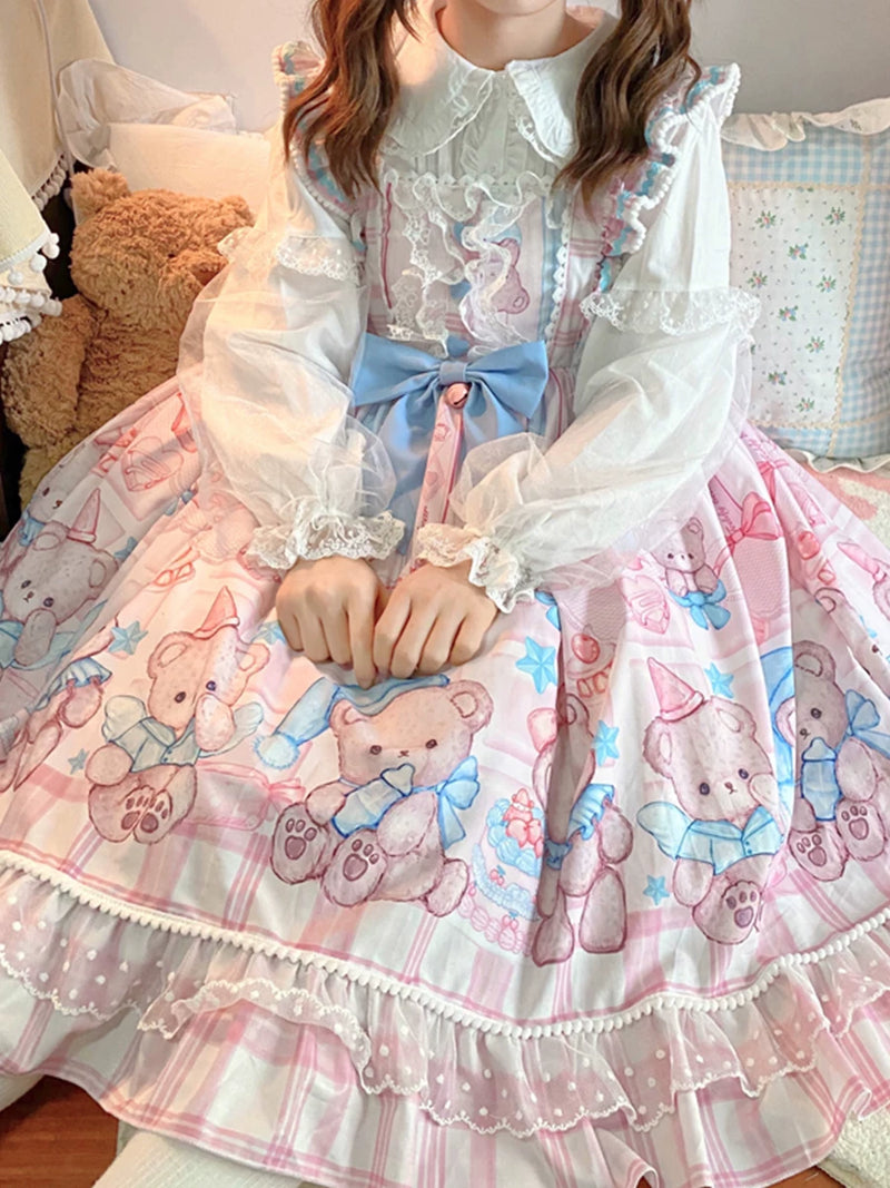 Yueele - Teddy Tea Party - Plus-Size Lolita Outfit Set - detail view 5
