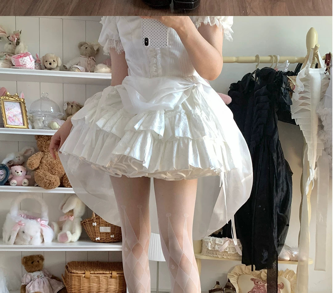 White or black sheer pantyhose with key and argyle motifs