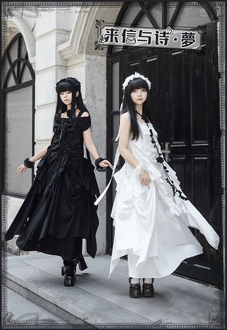 With PUJI - Dream - Lolita OP Dress, Adjustable Straps & Pockets detail view 6