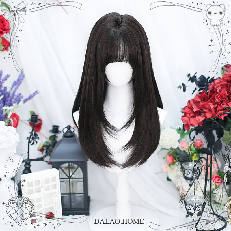 Dalao - Daily Lolita Wig Long Curly Various Styles Ins KOL Wig 2497 Black Tea