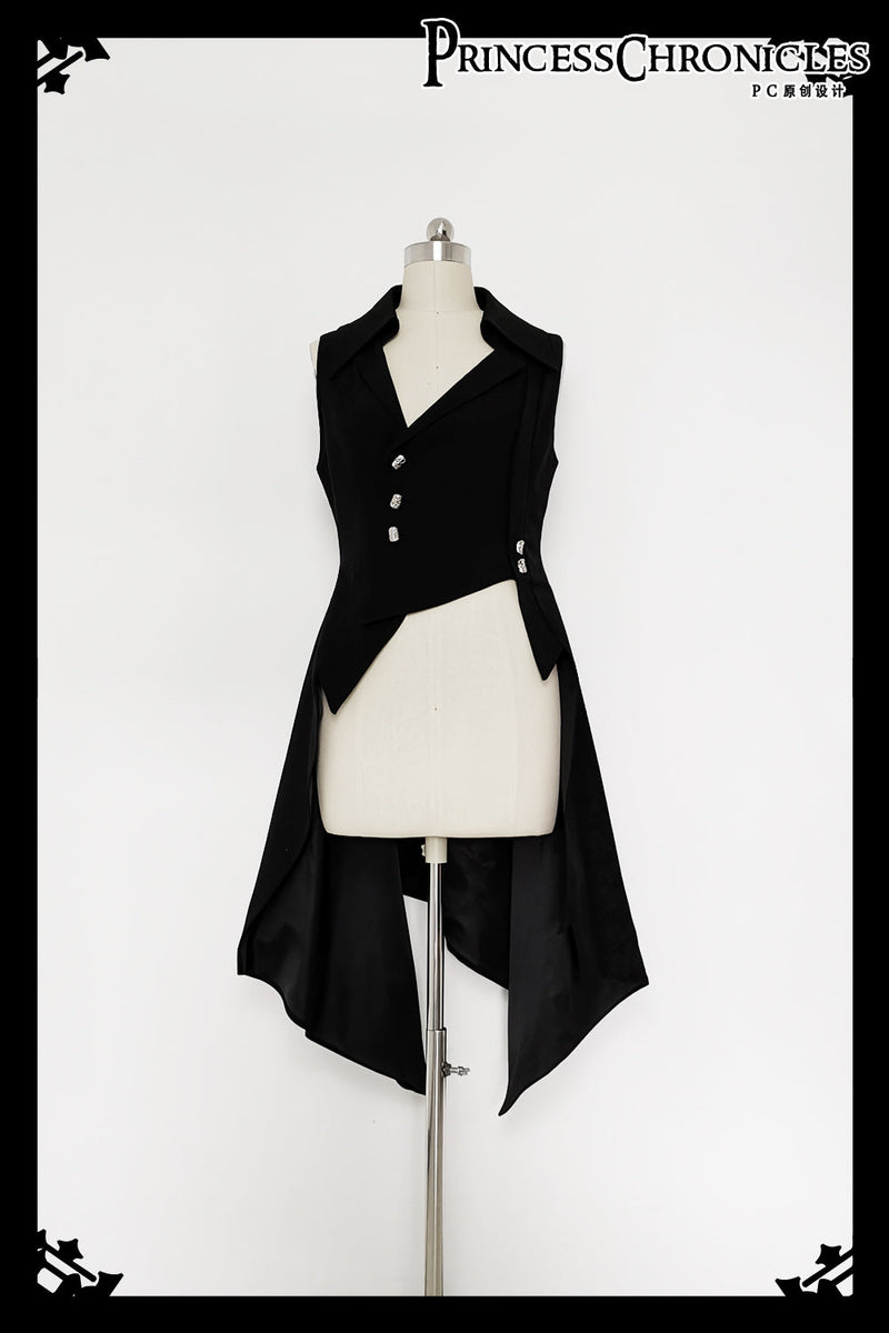 Red Shadow - Irregular Ouji Lolita Prince Vest S Female Vest Only