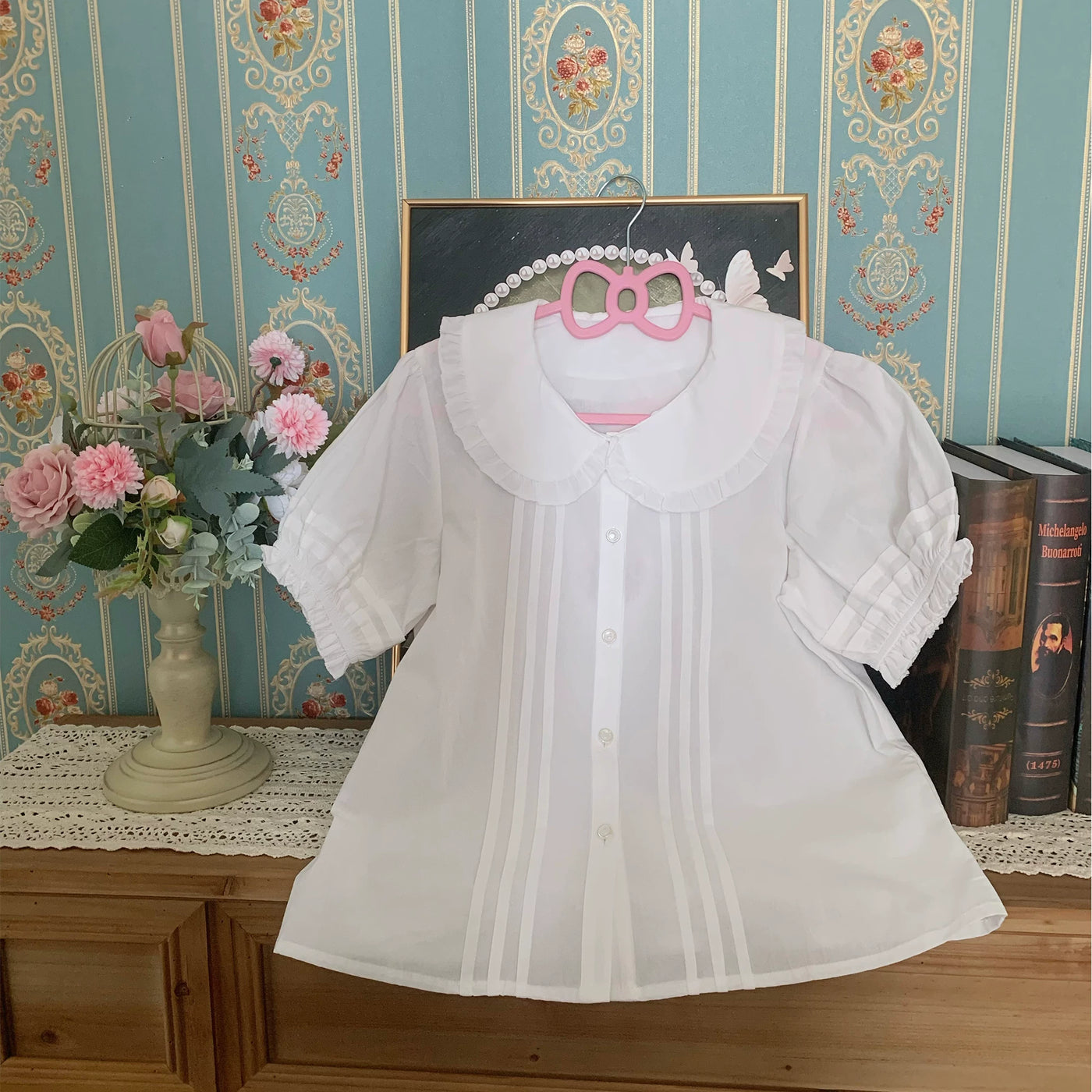 Chubby Cat Diary - Plus Size Peter Pan Collar Cotton Blouse