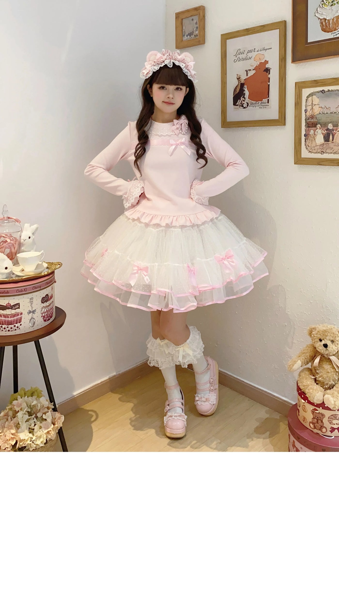 Galette Bunny - Sweet Bow - Bow Accessories with Lace and Pearl Details