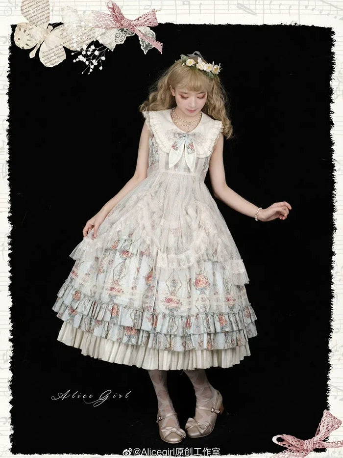 Alice Girl - Elegant Lolita Embroidered Apron - with Adjustable Strap Hand Accessory