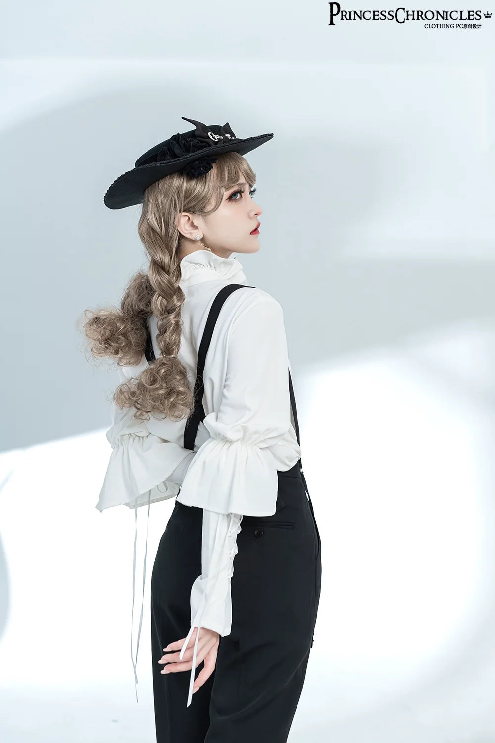 Princess Chronicles - Xuan Yin - Vintage Ouji Lolita White Shirt & Black Pants