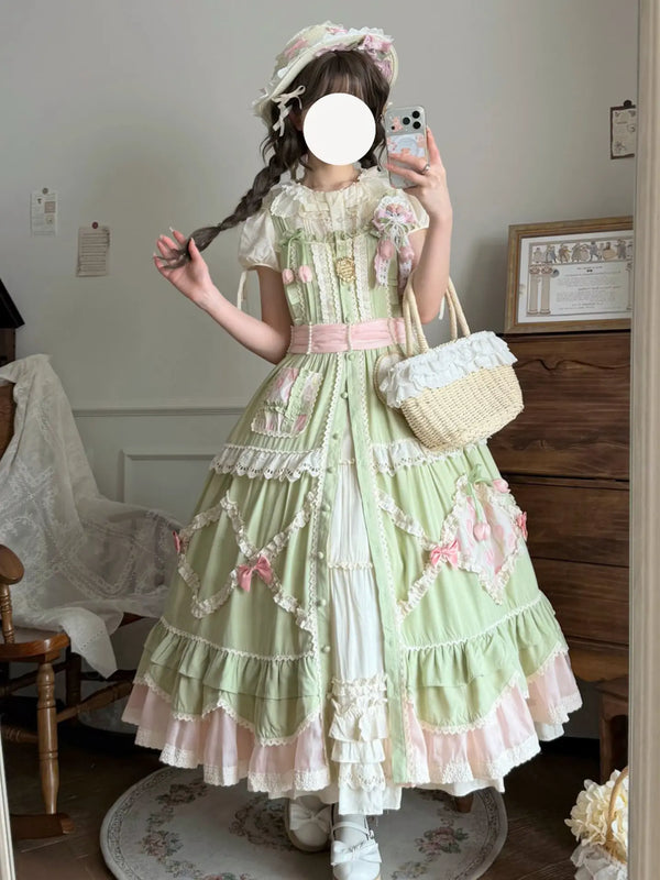 Yueele - Sweet Pea Garden - Plus-Size Lolita JSK - front view