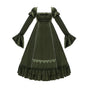 Olive Green High-waist Empire Ruffle OP Pre-stock In stock / S
