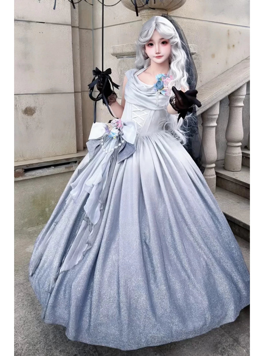 Emoji Dream - Star Dream Lolita Ballgown - Silver grey embellished