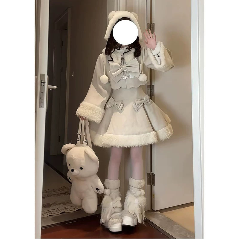 Creamy - Winter Cape - OP Dress and Jacket Set with Plush Trim