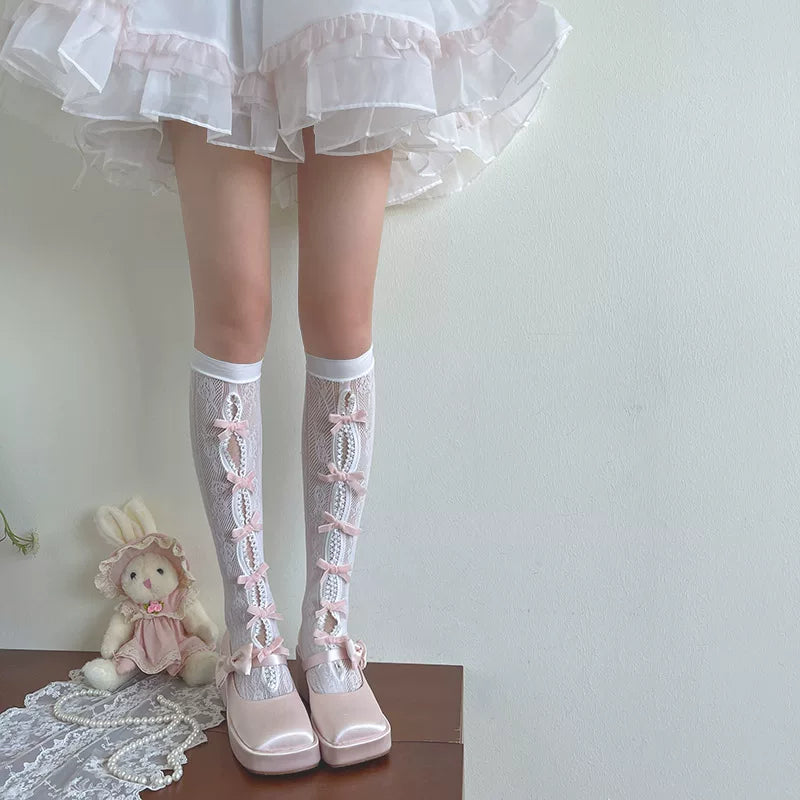 Sock Noble - Openwork Bow Lace - Mid-Calf Socks with Openwork Lace