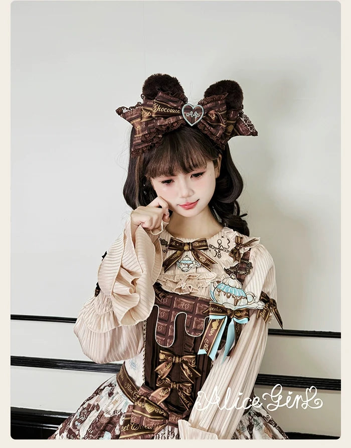 Alice Girl - Bear Chocolate Bar - Kawaii Lolita JSK & Salopette Dress