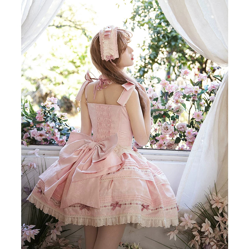 Inmorelli - Rose Theatre Ballet - Pink JSK dress with a tiered lace-trim skirt