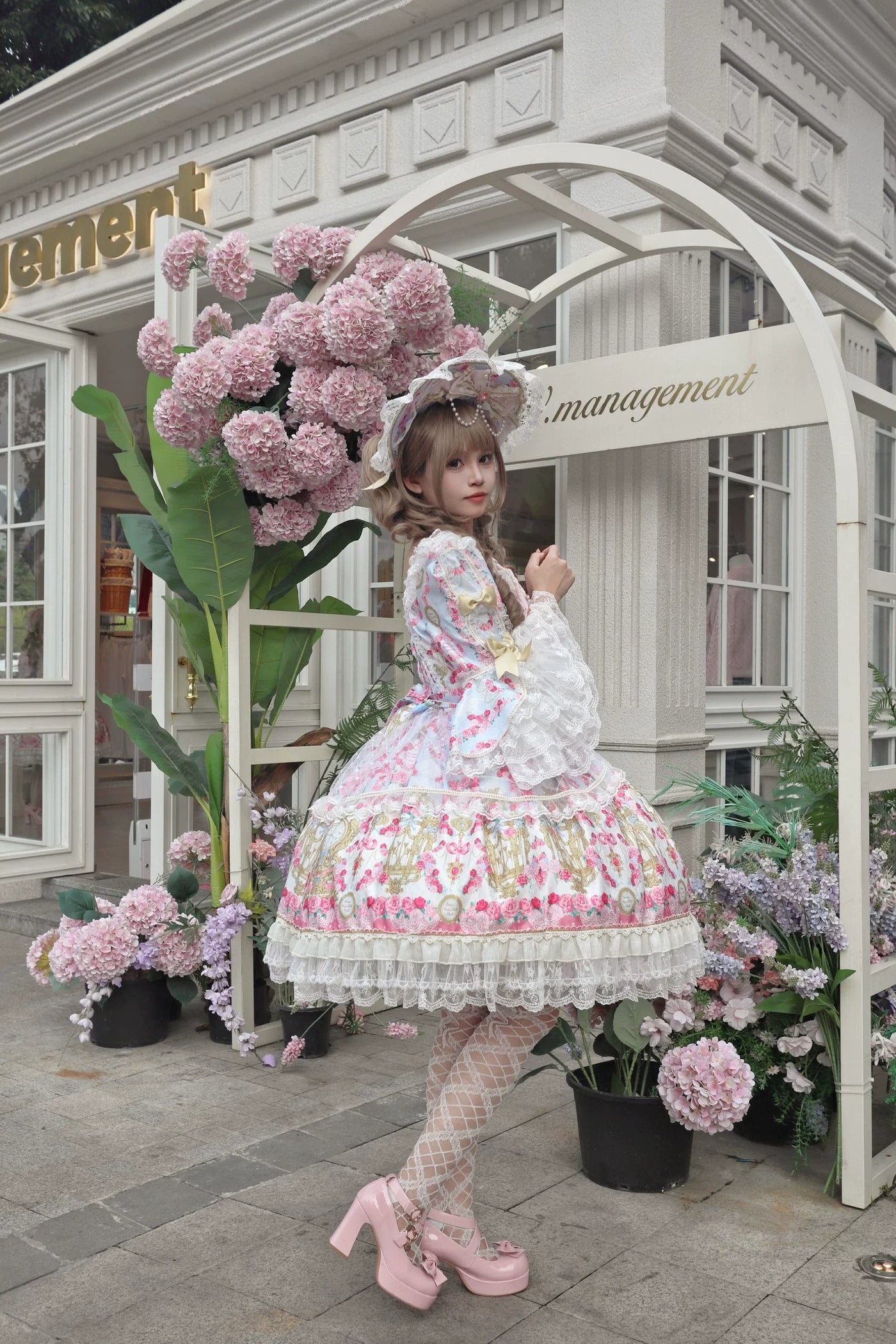 Sugar Girl - Rose Garden Prelude - Sweet Lolita OP Dress, Floral Printed