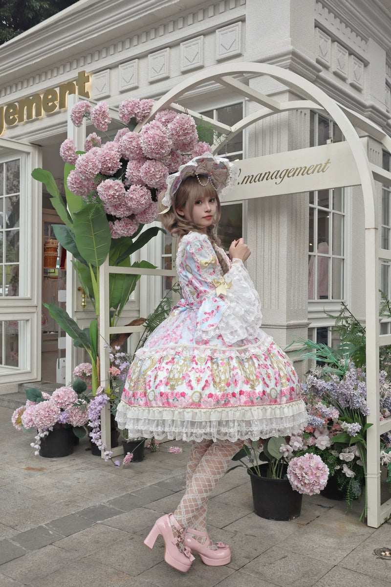 Sugar Girl - Rose Garden Prelude - Sweet Lolita OP Dress, Floral Printed