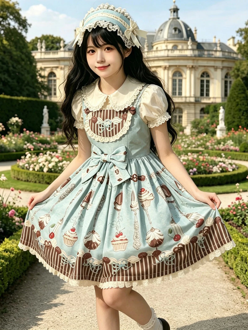 Yueele - Teal Garden - Plus-Size Lolita JSK - detail view 2
