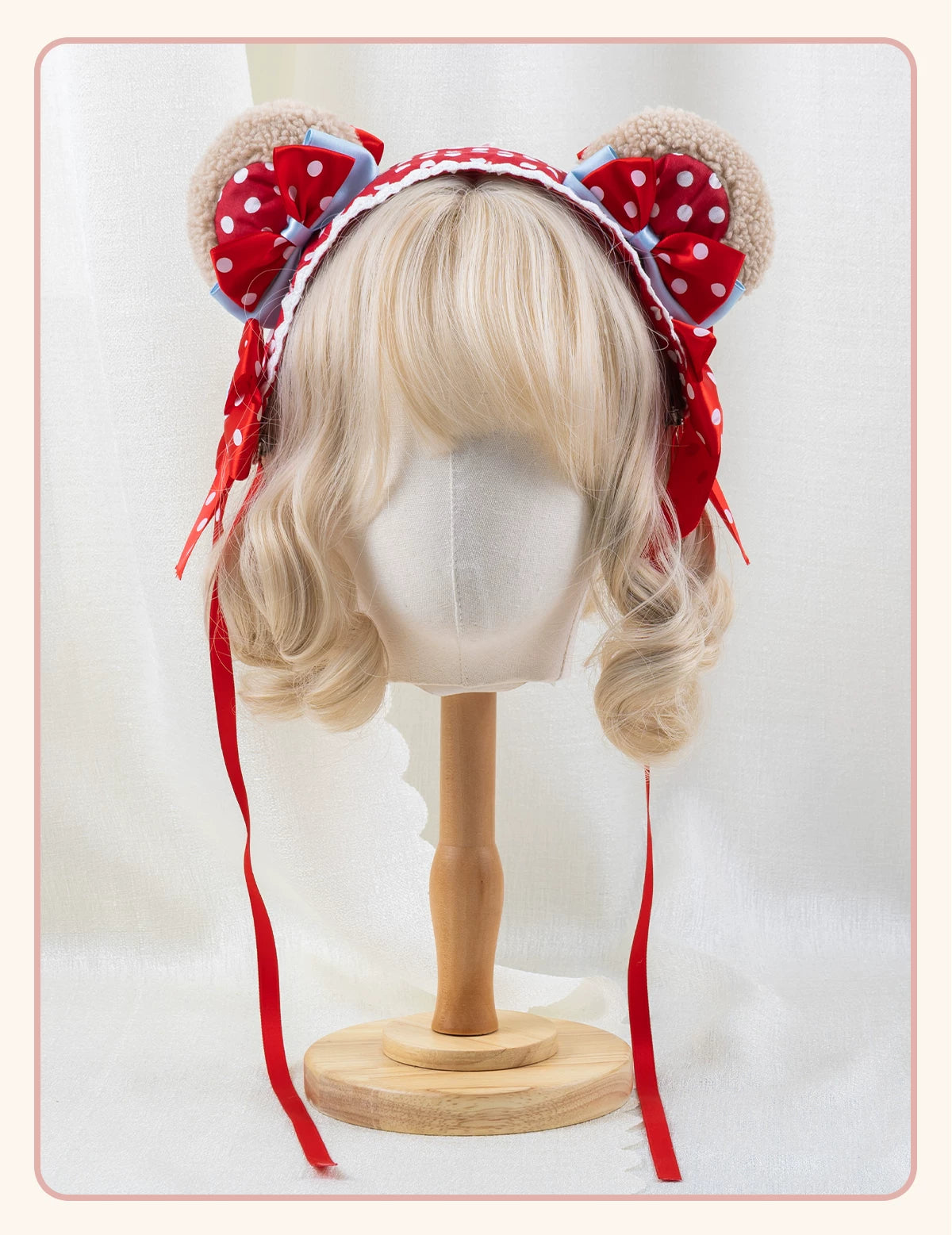 Stardust Rose - Strawberry Polka Dot - Six-Style Headwear Selection with Ice-Blue Ribbons