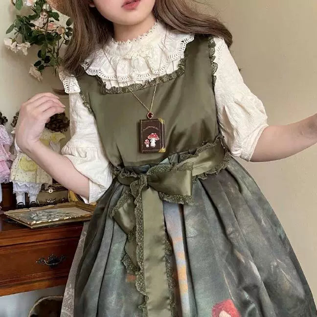 Sweetheart Dream Machine - Vintage Girlish - Blouse & Top with a Lace-Trimmed Stand Collar