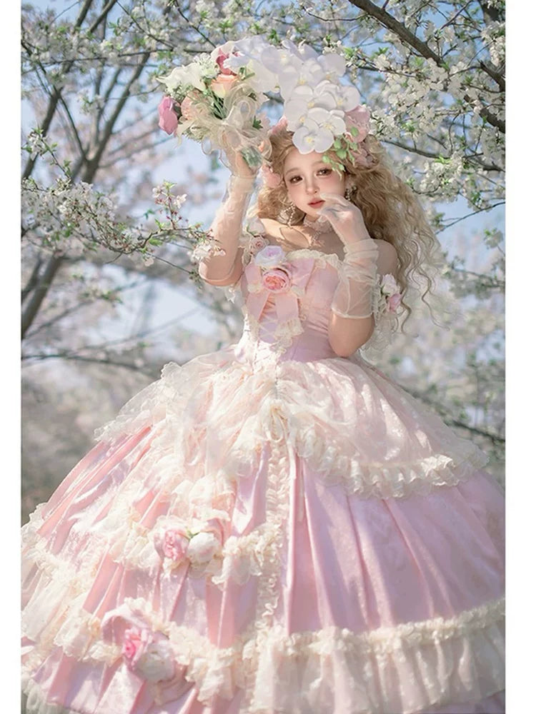 Emoji Dream - Sweet Lolita Rose Ballgown - Blush pink one-piece