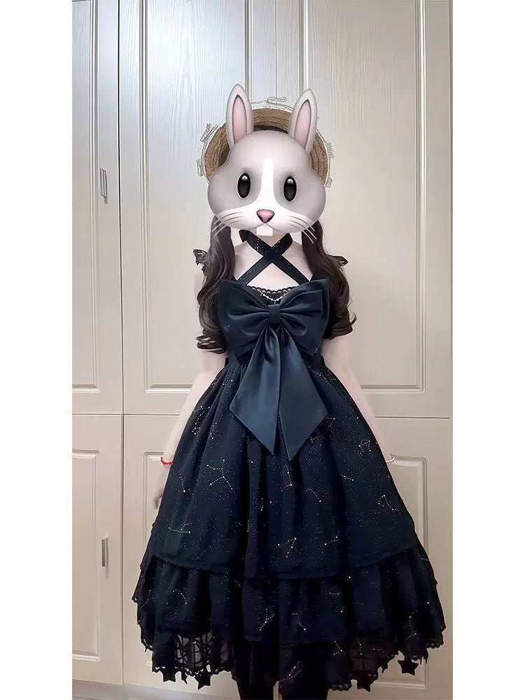 Creamy - Black Shell - Black Lolita dress with oversized bow