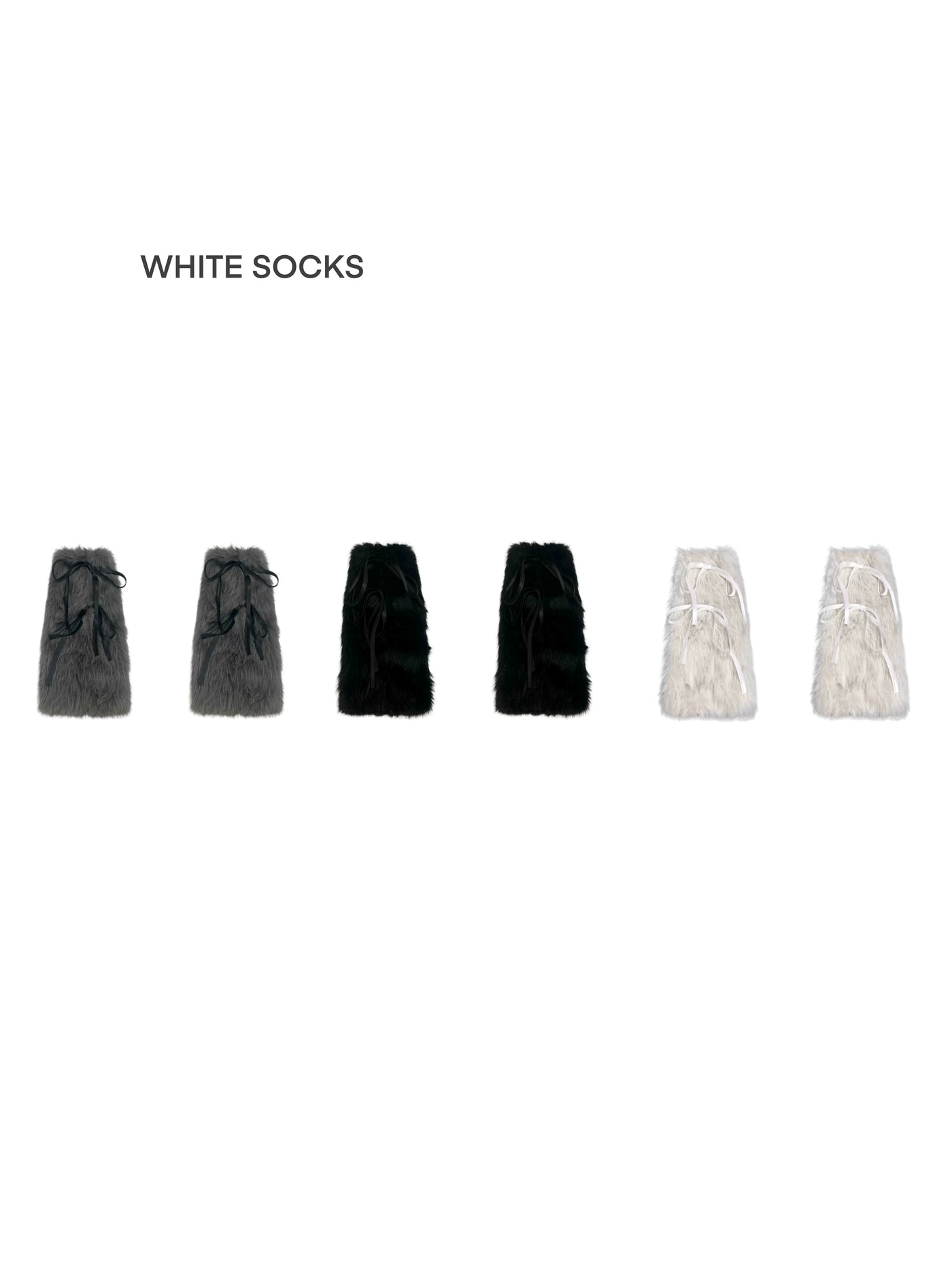 White Socks - Y2K Furry - Furry Leg Warmers with Long Tie Cords