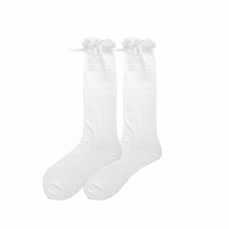 roji roji - Polka-Dot Lace - Cotton Short Socks with Lace Cuffs