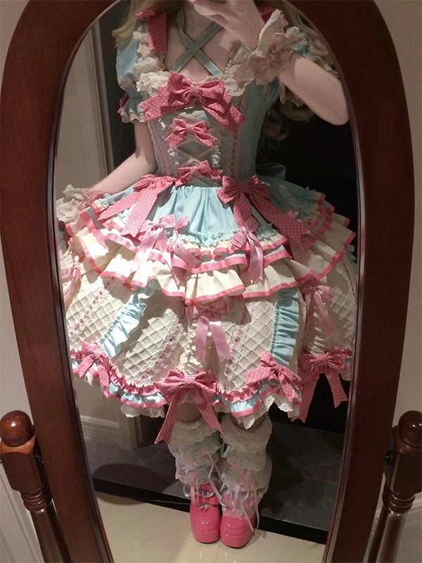 Creamy - Mint Ice Cream Magical Girl - Sweet Lolita One-Piece Dress with Train