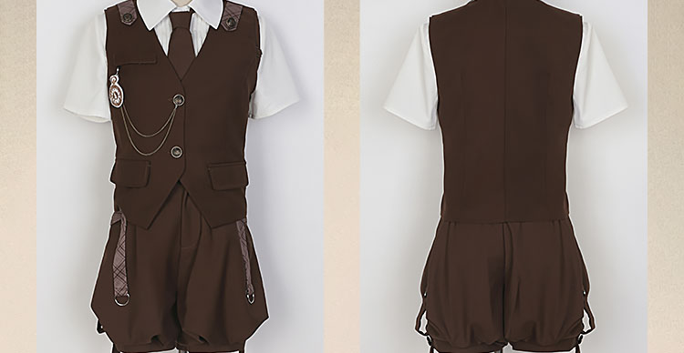 Letters from Unknown Star - Ouji Lolita Brown Short & Shirt Set - Innerwear