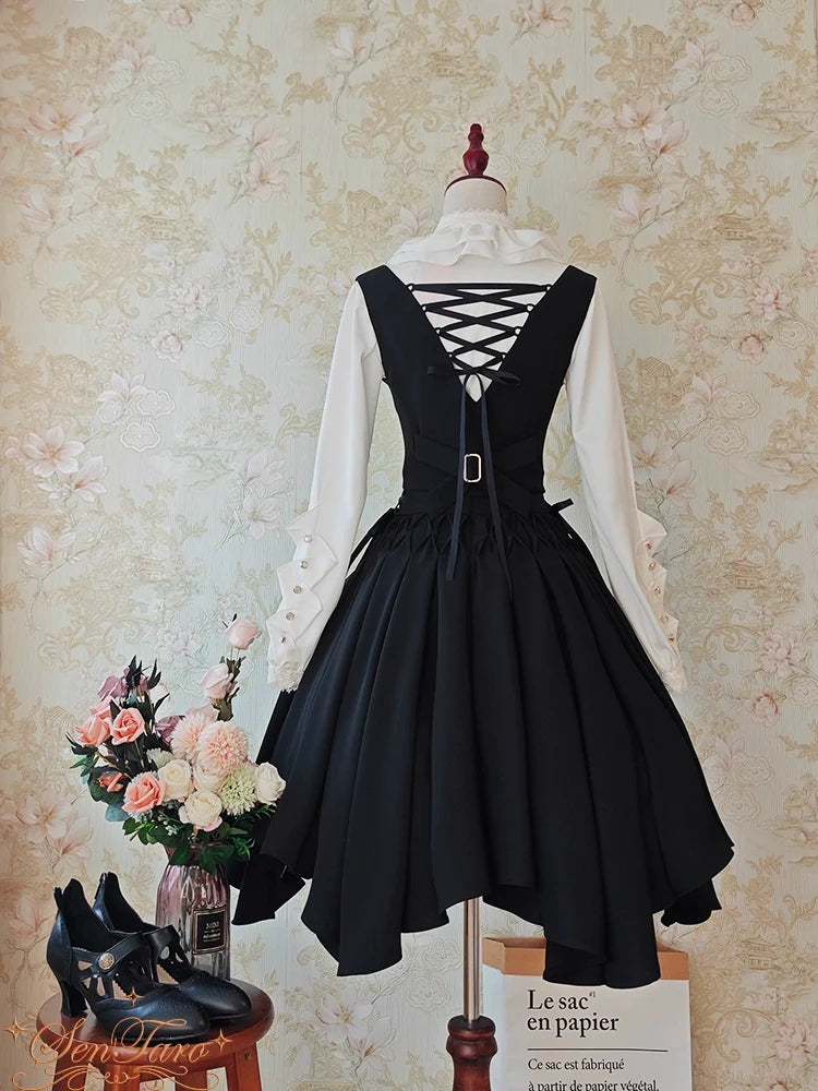Sentaro - Pleated Irregular Knit Floral Slim - Fit Vest and Half Skirt Set SK Skirt