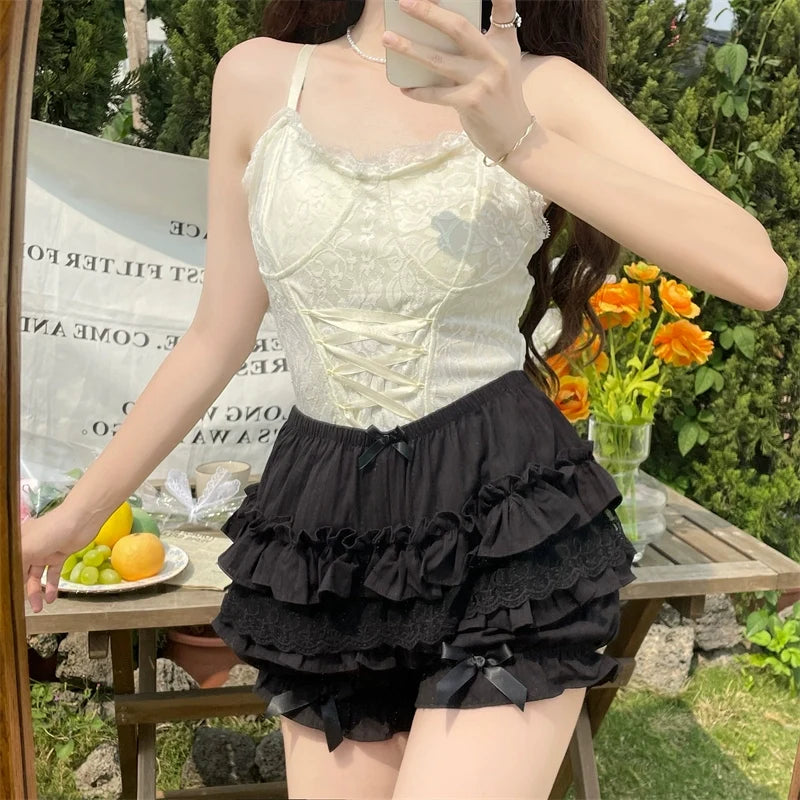 Daily Lolita Bloomers, Lace Leggings for Summer Wear One Size Black normal quality