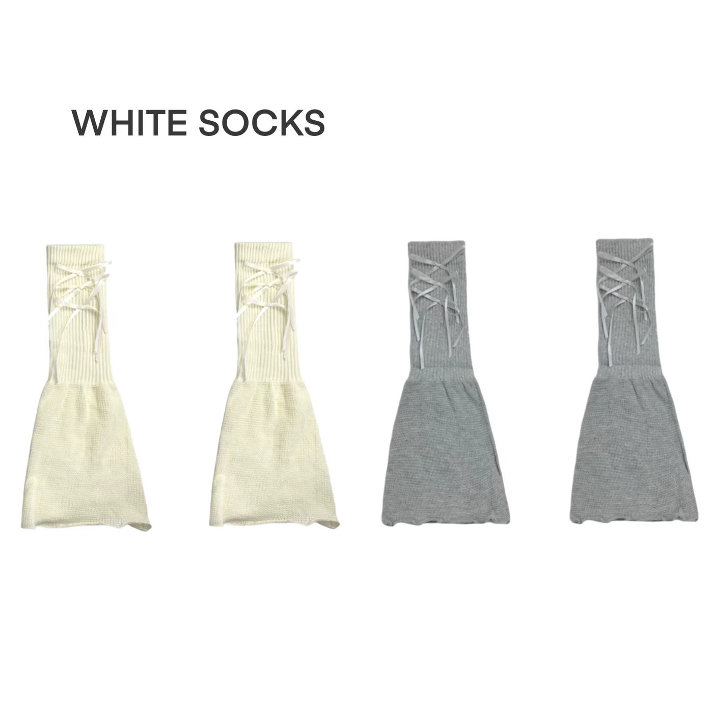 White Socks - Ballet Slouch - Thin Sock Covers with Ribbon Details
