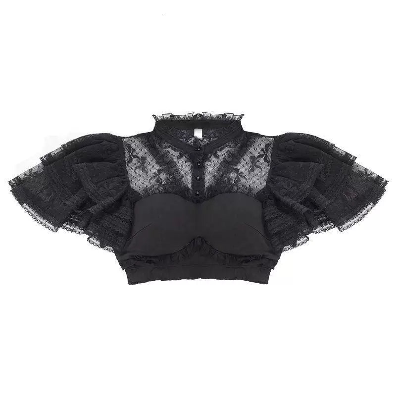Sweetheart Dream Machine - Padded Lace - Lace blouse with built-in bust pads and puff sleeves