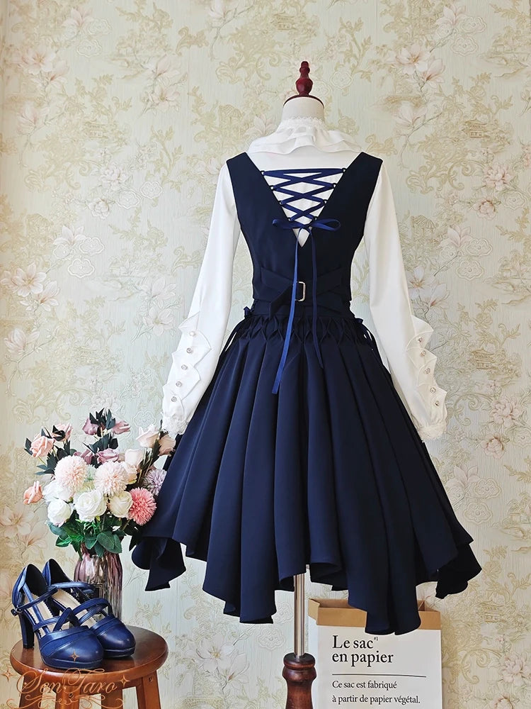 Sentaro - Pleated Irregular Knit Floral Slim - Fit Vest and Half Skirt Set SK Skirt