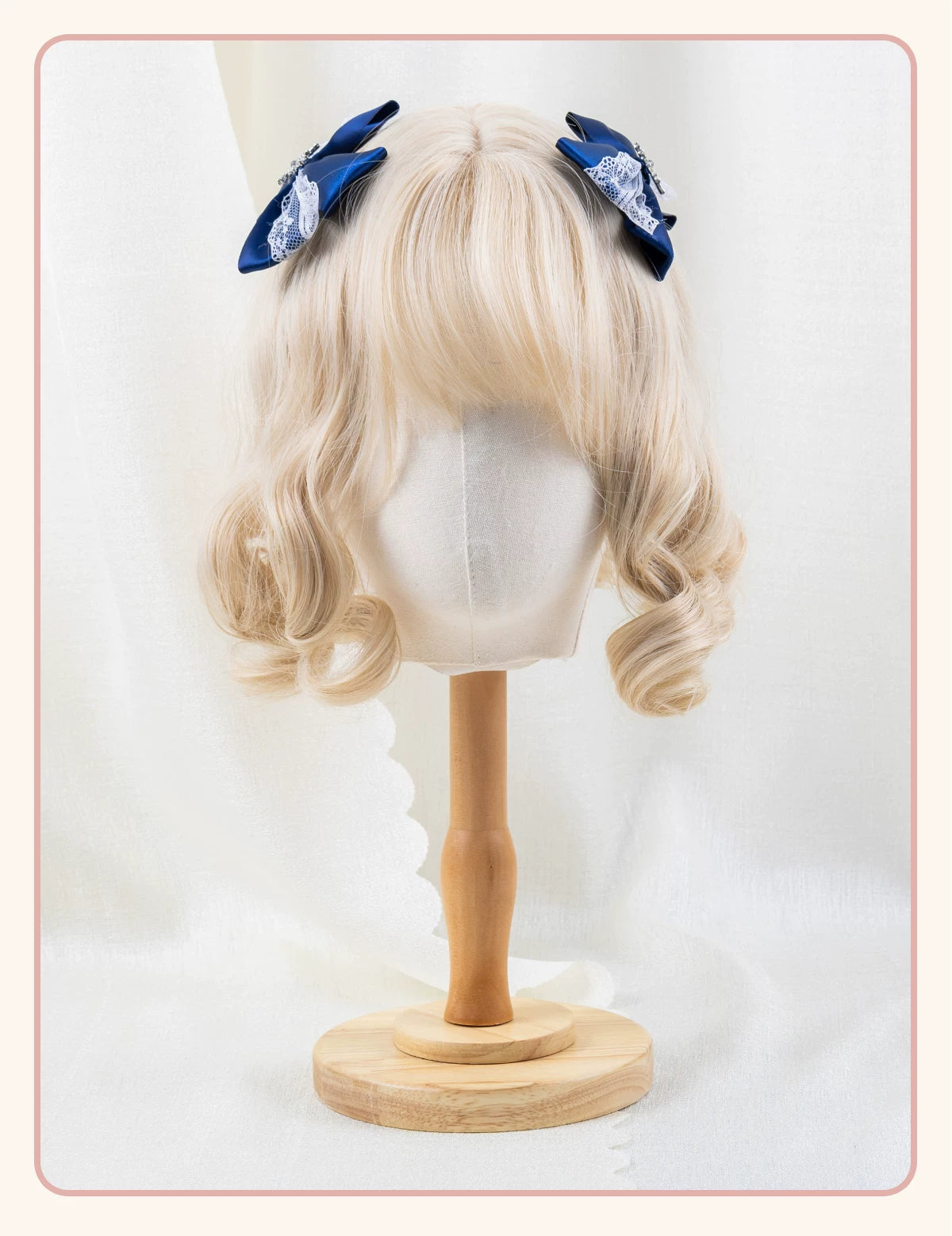 Stardust Rose - A041 - Navy Lace Headwear with Ribbon Bows