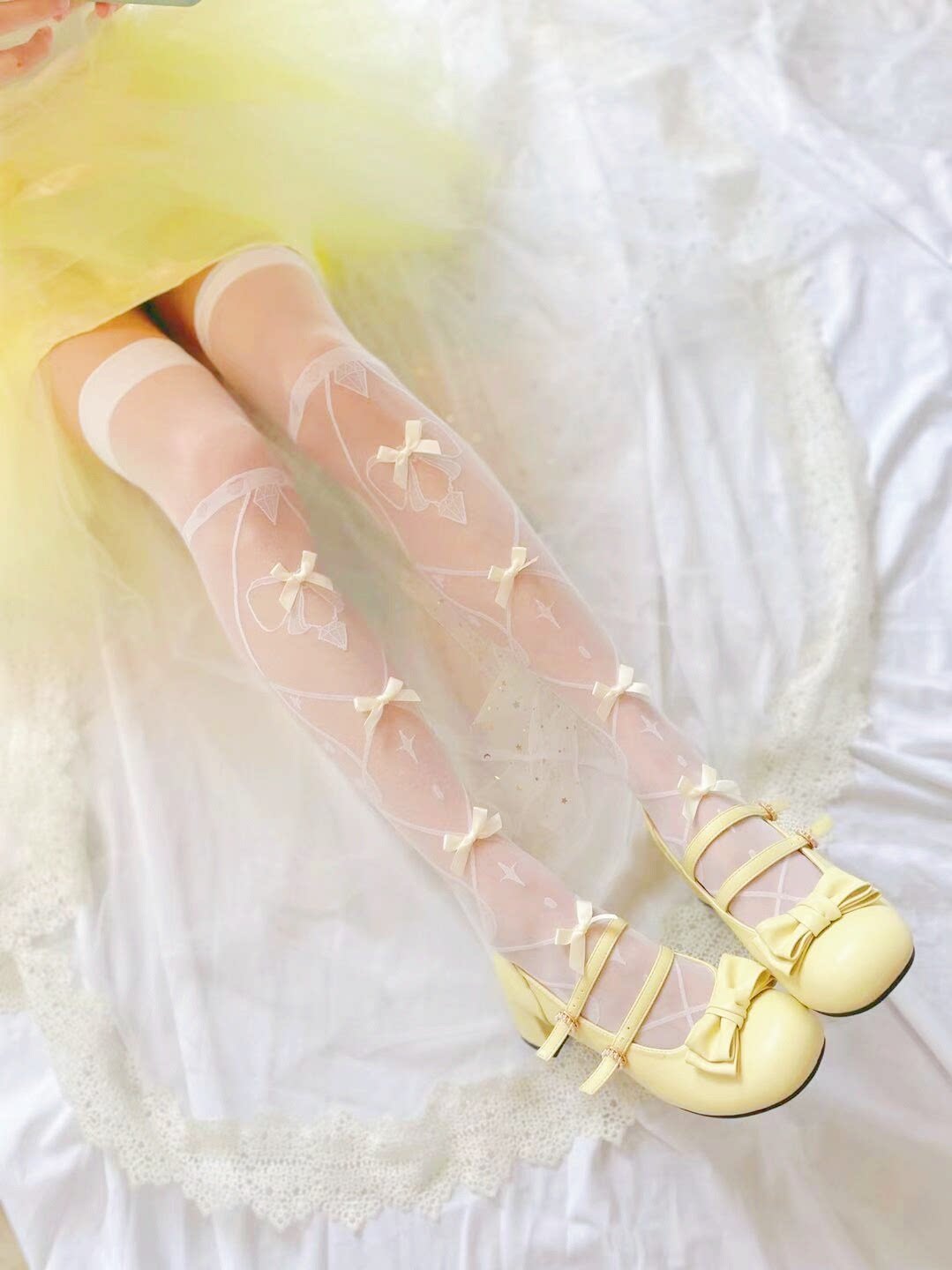 Fantasy Doll - Ribbon Bow - Over-the-Knee Stockings with Ribbon Bows