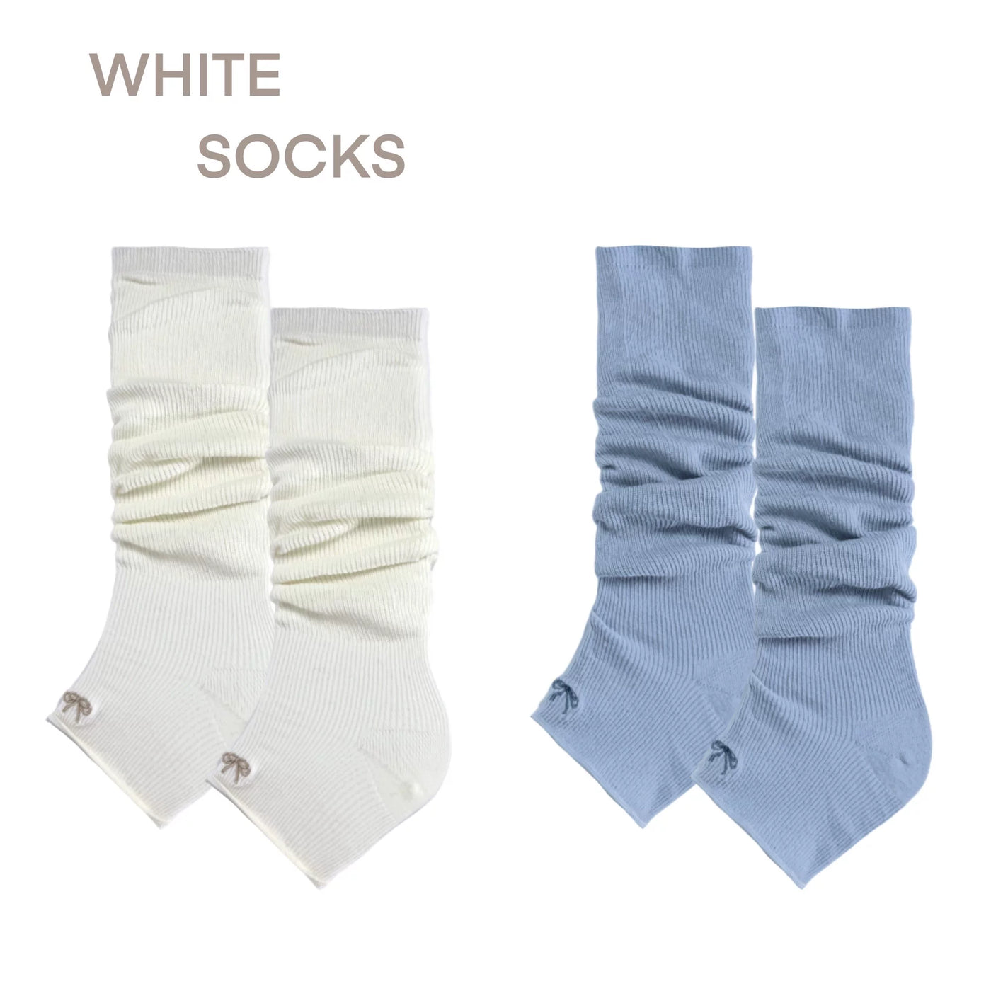 White Socks - Ballet Slouch - Footed Knitted Leg Warmers in Single or Multi-Pair Sets